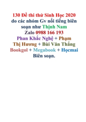 Đề tham khảo kì thi THPT Quốc gia môn Sinh học năm 2020 (Chuẩn cấu trúc của Bộ giáo dục)  Đề 1